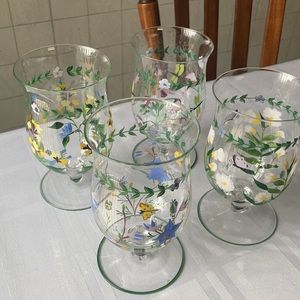 Set of 4 Hand-painted Vintage Painted Glasses